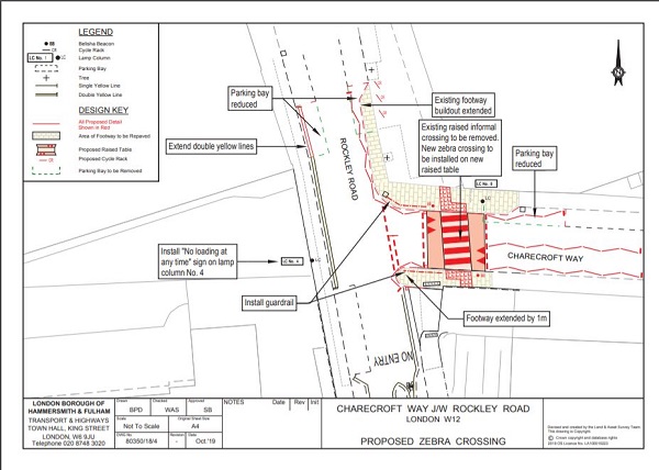 Plan of proposed crossing on Charecroft Road