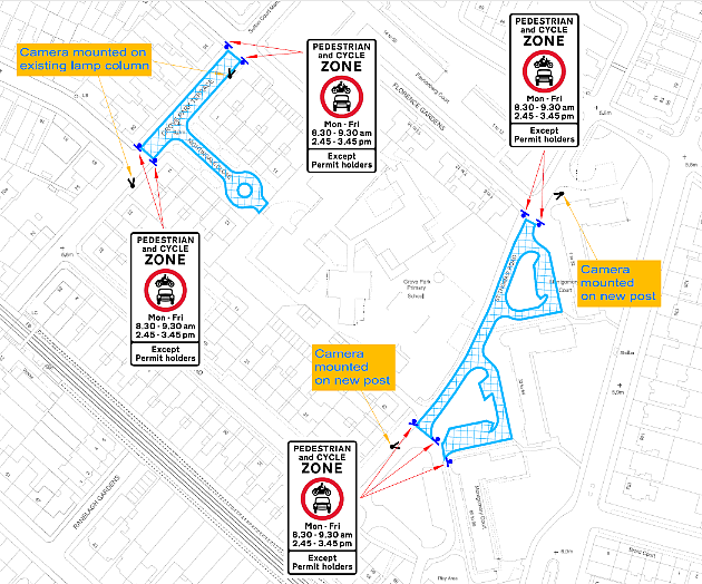 Access restrictions around Grove Park School 