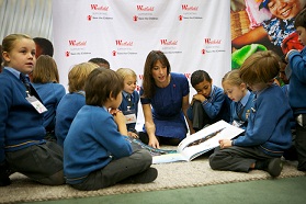 Samantha Cameron reads to schoolchildren at Westfield in Shepherd's Bush