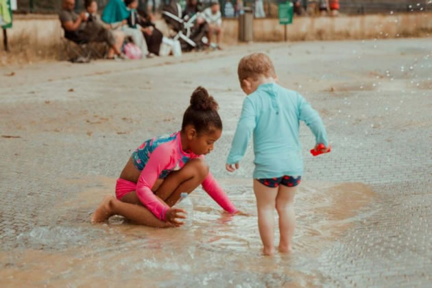 The splash pad in Bishops Park