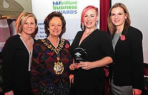 Staff of Cherry Red Hair Salong celebrate win in Hammersmith and Fulham Business Awards