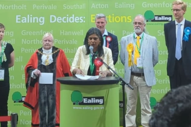 Rupa Huq gives her acceptance speech following the result