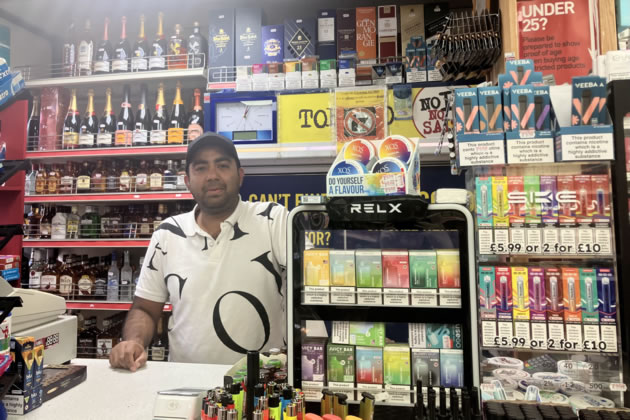 Javed Muhammad, who works in an off licence currently selling disposable vapes, said he hoped the disposable vape ban would reduce wast