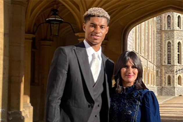 Manvir pictured with Marcus Rashford at Windsor Castle
