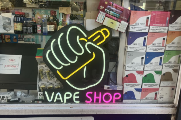 Many shops selling colourful vapes along North End Road said they were not concerned about the disposable ban 