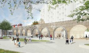 Artists' impression of converted arches in Wood Lane