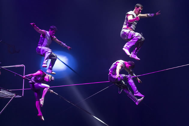 The Ayala Troupe, led by Henry Ayala on a tightrope 