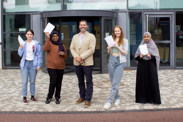 Hammersmith Academy pupils with headteacher Gary Kynaston