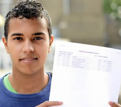 Kayse Johnson student at Burlington Danes Academy with A Level results