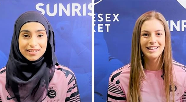 Middlesex Women's first-team wicketkeepers Iqraa Hussain (left) and Amelie Munday (right)