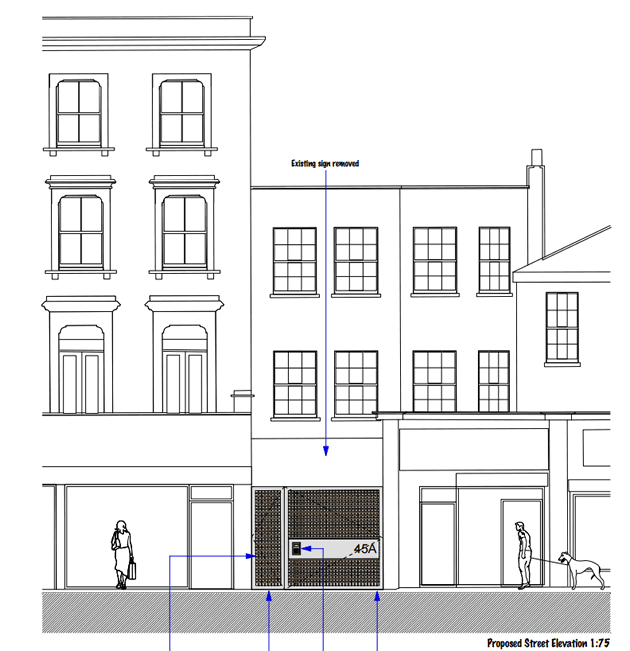 Architect's drawing of planned new building at 45a Goldhawk Road