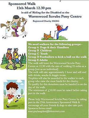 Sponsored Walk for Wormwood Scrubs Riding Centre
